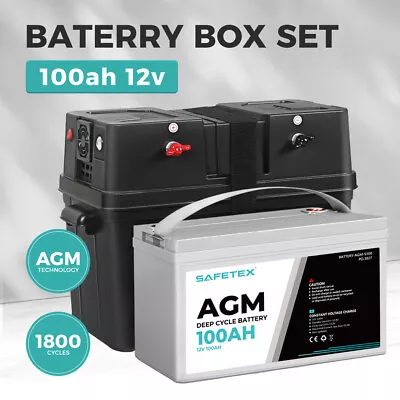 12V 135Ah AGM Battery Outdoor Rv Marine 4WD Deep Cycle & W/ Strap Battery Box • $295.99