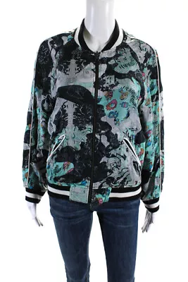 Zadig & Voltaire Womens Green Graphic Print Reversible Bomber Jacket Size S • $48.79