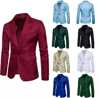 Mens Formal Suit Blazer Jacket Coat Dress Business Work One Button Casual Tops * • $21.41