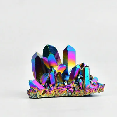 Natural Quartz Crystal Stone Rainbow Titanium Cluster Mineral Specimen Healing • $5.78