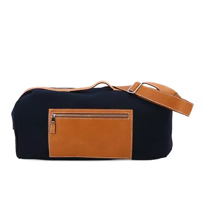 HERMES Odyssey Tail Duffel 2way Hand Shoulder Bag Canvas Blue Marine 90229569 • $1587.84