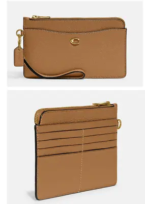 Nwt Coach Large L Zip Camel Leather Corner Wristlet Wallet C8434 Phone Purse • $171.30