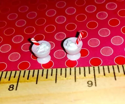 Dollhouse Miniature Size LOOSE 2 Filled Cups With Candycane  Punch • $1.88