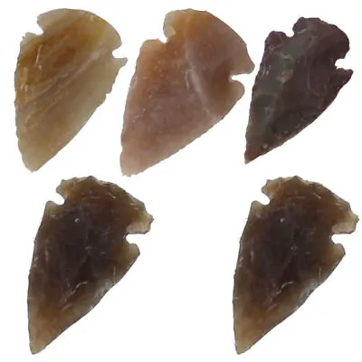 Medieval Flint Agate Arrowhead 5 Piece Set 1 Inch- Mohs Hardness Of 7 • $11.76