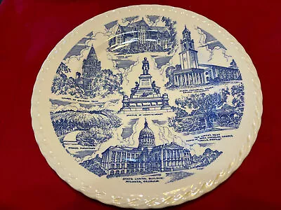 Antique Vernon Kilns Plate Georgia State Collector Plate Blue & White 10 1/4” • $9.99