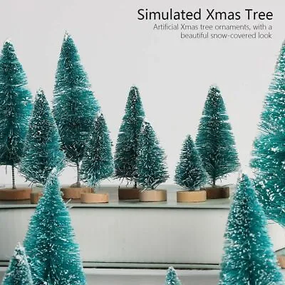 5-10x Miniature Christmas Trees Mini Pine Tree Tiny Sisal Trees W/Snow&Wood Base • $6.36