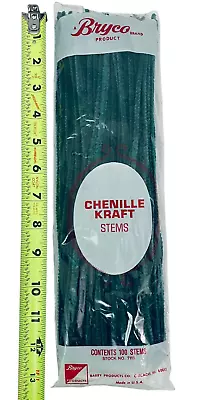 12  Vintage Bryco Chenille Kraft Stems Pipe Cleaners 100 Per Pack Dark Green • $16.95