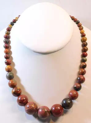 Jay King DTR Mine Finds Sterling Silver Red Jasper Graduating Bead Necklace • $20.50