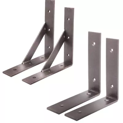 Iron Shelf Brackets Scaffold PAIR Reinforced Heavy Duty Rustic Mounted Supports • £34.99