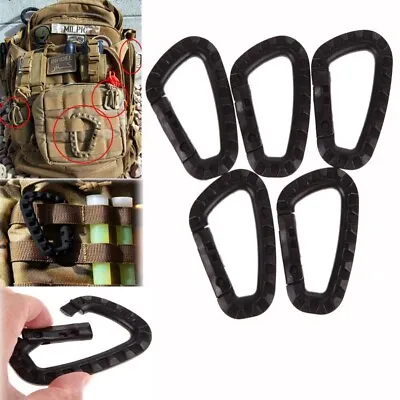 5pcs Outdoor Carabiner D-Ring Key Chain Clip Hook Camping Plastic Buckle RiU • £4.91