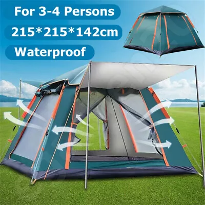 4 Man Full Automatic Instant Pop Up Camping Tent Family Outdoor Hiking Shelter • £40.99