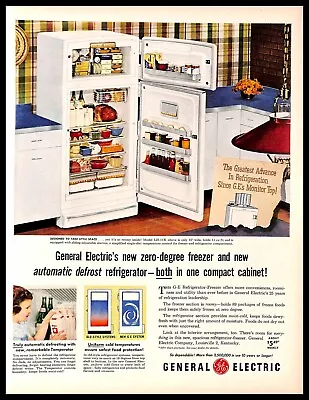 1953 General Electric Refrigerator Vintage PRINT AD Zero Degree Freezer Kitchen • $8.99