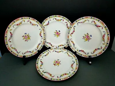 4 Antique Luncheon Plates MINTON ROSE England Floral Swags 9  Globe Stamp • $80