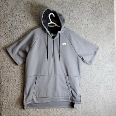 $25 • Buy New Balance Hoodie Men's Extra Large Short Sleeve Gray BP Fleece 1/4 Zip SZ XL