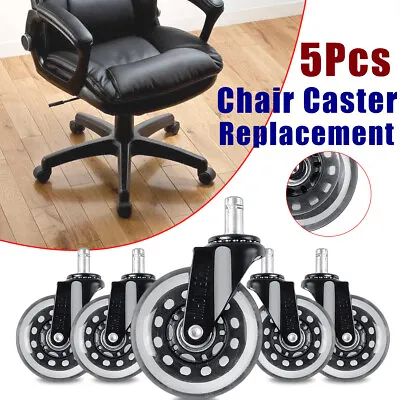 $17.72 • Buy 5X 3'' Office Desk Chair Caster Wheels Heavy Duty Replacement Rolling Grip Ring