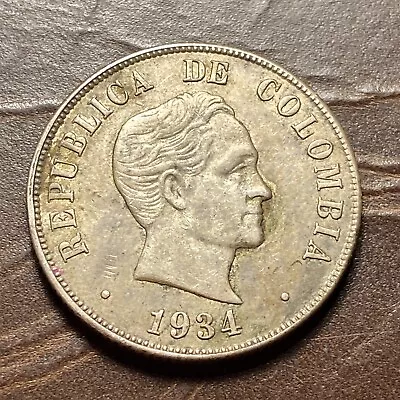 Colombia - 1934 Silver 50 Centavos • $2