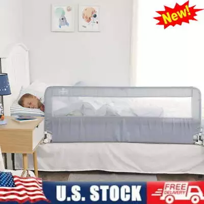 Extra Long Hideaway Bedrail Gray Baby Safety Rail Sturdy All Metal Frame Unisex • $60.76