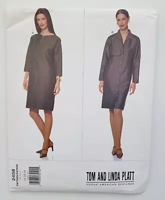 Vogue Sewing Pattern 2458 Tom & Linda Platt Misses Dress Size 14-16-18 UNCUT • $14.99
