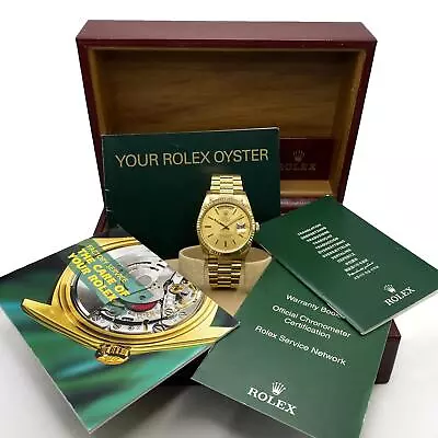 Rolex President 36mm Day-Date 18038 Yellow Gold Champagne Dial Automatic Watch • $14499