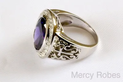 $197.99 • Buy Men's Oval Bishop Clergy Ring 925 Sterling Silver (Style 005) Purple