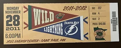 Minnesota Wild 11/28/2011 NHL Ticket Stub Vs Tampa Bay Lightning • $7.95