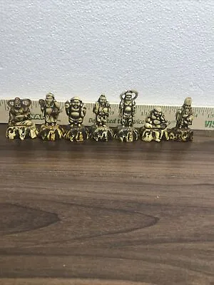 Japanese Seven Lucky Gods Figurines Celluloid Or Plastic 1900 1930 Vintage 7 • $190