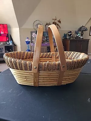 Vintage Wicker/Twig Hand Woven 2 Handled Basket  • $15