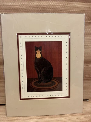 $20 • Buy VINTAGE WARREN KIMBLE AMERICAN FOLK ART-PRINT-Tuxedo Cat 14”X 11”