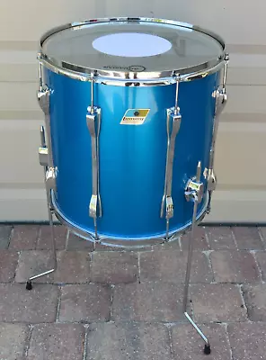 70s LUDWIG CHICAGO 16  MACH 3-PLY BLUE SILK PEARL FLOOR TOM 4 YOUR DRUM SET I768 • $764.95