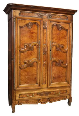 Antique Armoire  French Provincial Louis XV Style Burlwood Elm 1800's! • $2375