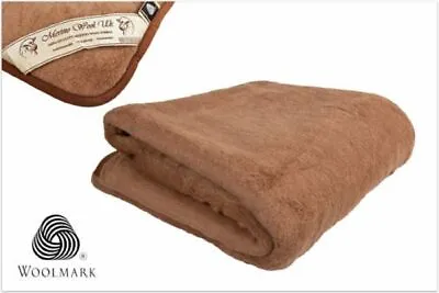 Luxury Australian Merino  Wool Camel Blanket Bed Throw  All Sizes Woolmark • £118