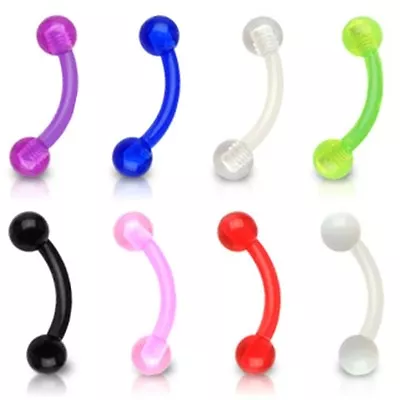 £1.99 • Buy New Colour Bioflex Curve Barbell Eyebrow Tragus Cartilage Stud Choice Of Colour