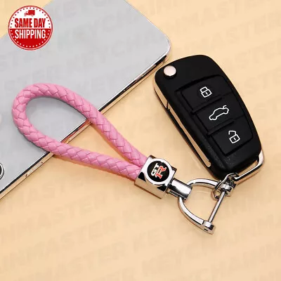 Pink Weave Calf Leather GTR Logo Car Home Key Chain Ring Gift Decoration Sport • $12.99