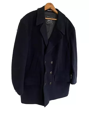GLOVERALL Men's LARGE Wool Blend Double Breasted Navy Pea Coat -size 42 • $175