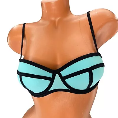 Triangl Milly Santa Rosa Splash Bikini Top Aqua Blue Underwired Neoprene Size S • $18.99