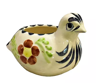 Mexico Tonala Style Bird Ceramic Planter Hand Painted Floral Multi-ColorVintage • $12.88
