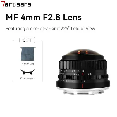 7artisans 4mm F2.8 Fisheye Manual Prime Lens For Fuji M4/3 Sony E Canon Camera • £105