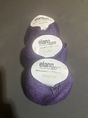 Lot Of 3 (DISCONTINUED) ELANN INCENSE YARN - Purple - Worsted - 342 Yds • $16.50