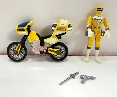 Vintage 1996 Bandai Power Rangers Zeo Yellow Jet Cycle Motorcycle W/ FIGURE - A1 • $14.99