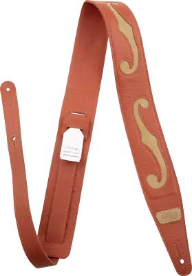 Gretsch F-Holes Leather Guitar Strap Orange And Tan 3  Wide • $59.39