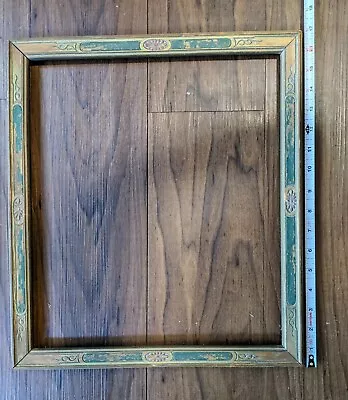  Vintage Frame 16.5x14.5 Wood Carvings Green Detail Picture Mounting Size 15x13 • $50