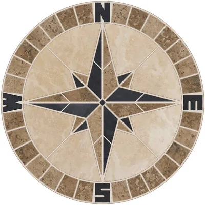 36  Tile Mosaic Medallion Mariners Compass Travertine Slate Backsplash Flooring • $950