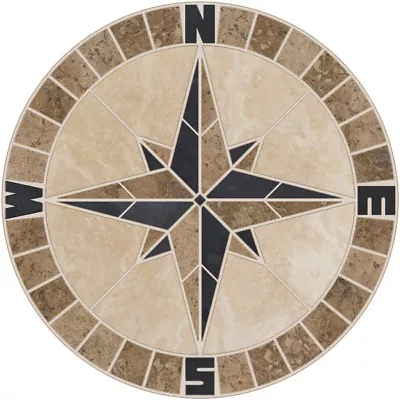 40  Tile Mosaic Medallion Mariners Compass Travertine Slate Backsplash Flooring • $875