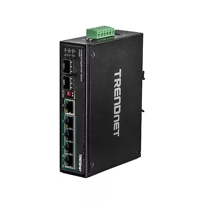 TRENDnet 6-Port Hardened Industrial Gigabit PoE+ DIN-Rail Switch • $233.44