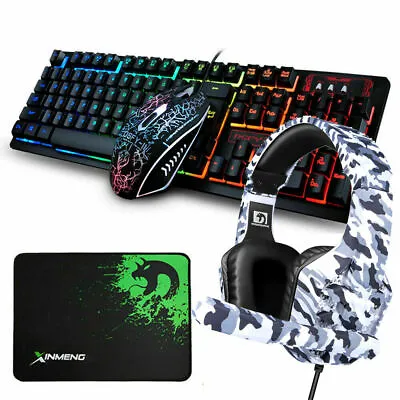 AU Gaming Conbo 4in1 For PS4 Gaming Keyboard And Mouse Headset Rainbow Backlit • $37.79