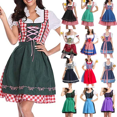£20.09 • Buy Womens Oktoberfest Beer Girl Costume German Bavarian Fancy Maid Wench Dress UK