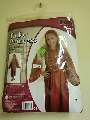 £8 • Buy B2 Large 8-10 Yrs Red Tudor Princess Dress Headdress Veil Fun Shack Girls