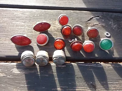 Lot Of 11 Parts Vintage  LICENSE PLATE TOPPER.  Reflectors. 3 Street Marbles • $45