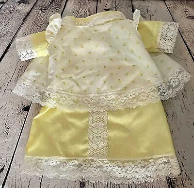 Vintage Cabbage Patch Kid Preemie Yellow And White Lace Floral Gown Dress Outfit • $12