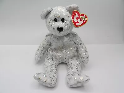 TY Beanie Baby Bear- The Beginning -2000-White With Sparkly Silver Stars Rare  • $15.95